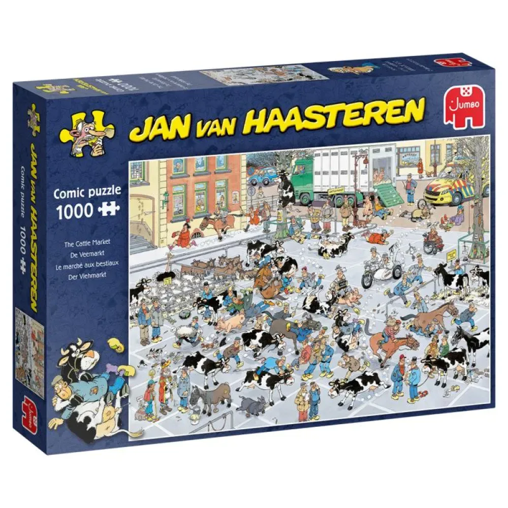 Jan Van Haasteren Der Vieh-markt Viehmarkt 1000 Pieces Puslespil fra Jumbo – æske