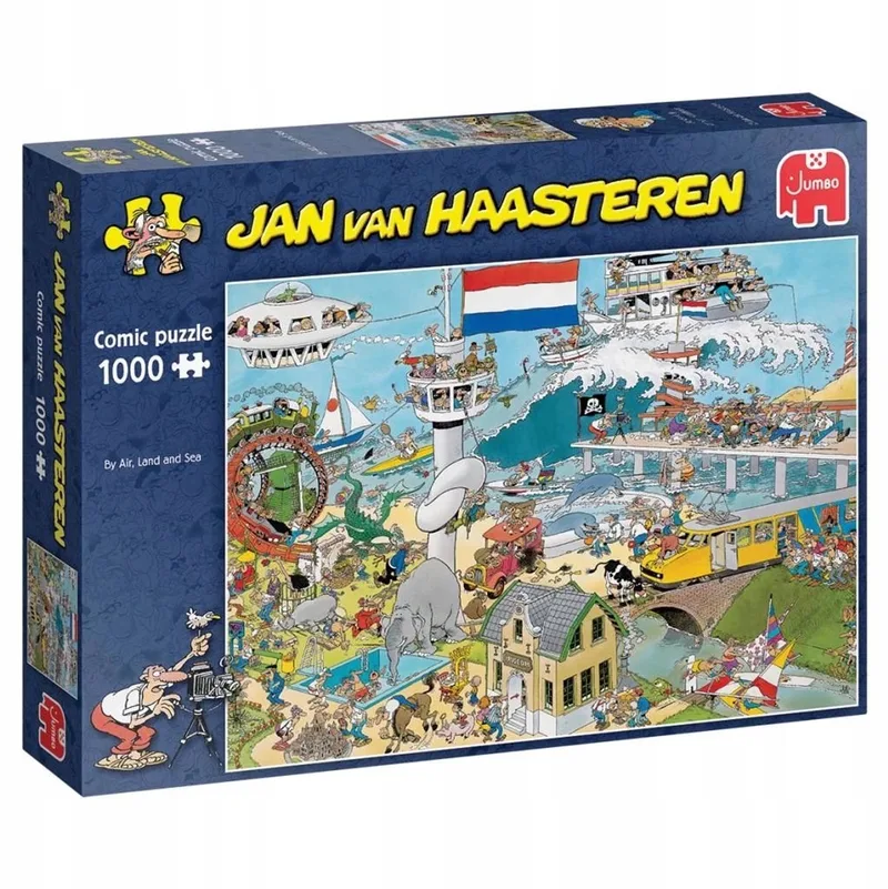 Jan van Haasteren Puzzel: Te Land, Ter Zee en In de Lucht (1000 stukjes) from Jumbo, Multi gekleurd edition – box