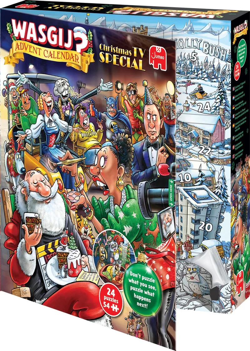 Kerstmis Adventskalender 2026 - Kerstmis tv-special - 24 puzzels met 54 stukjes - Aftelkalender - Advent Calender von Jumbo, Ausgabe Mehrfarbig – Schachtel 1 von 5