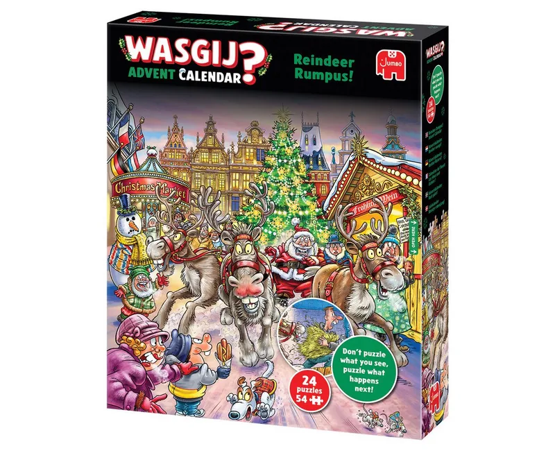 Kerstmis Adventskalender - Rendier-ravage! - 24 puzzels met 54 stukjes - Aftelkalender - Advent Calender van Jumbo, editie Meerkleurig – doos 3 van 5
