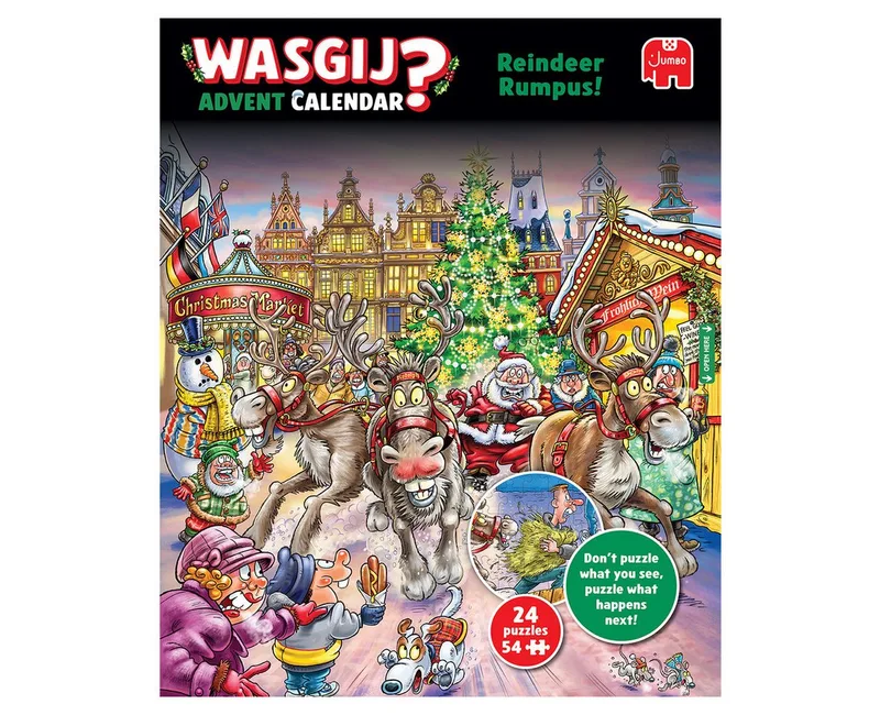 Kerstmis Adventskalender - Rendier-ravage! - 24 puzzels met 54 stukjes - Aftelkalender - Advent Calender van Jumbo, editie Meerkleurig – doos 4 van 5