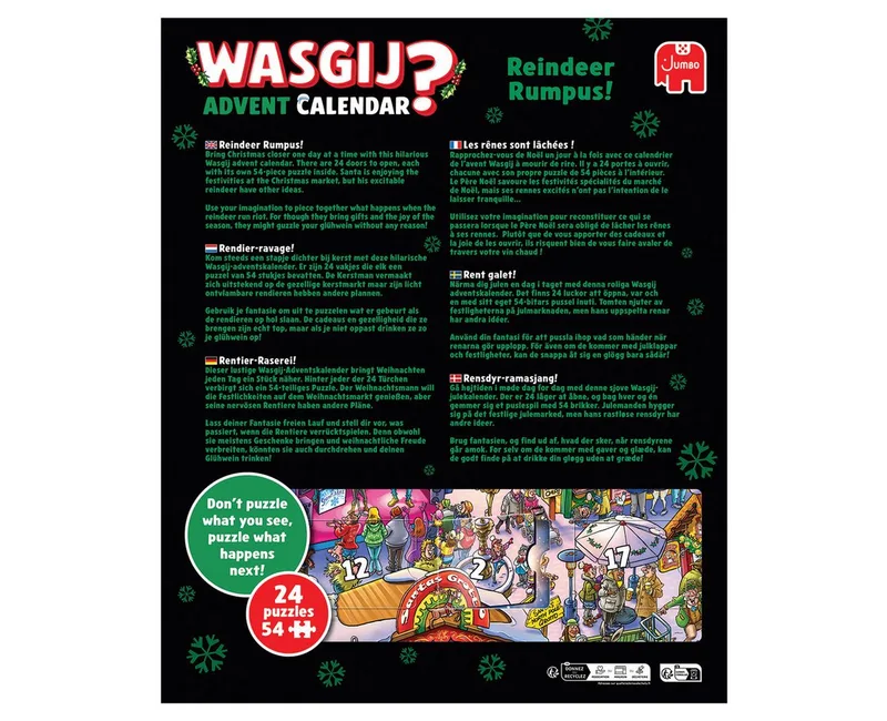 Kerstmis Adventskalender - Rendier-ravage! - 24 puzzels met 54 stukjes - Aftelkalender - Advent Calender van Jumbo, editie Meerkleurig – doos 5 van 5