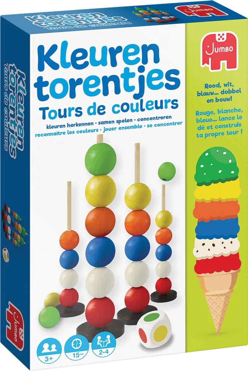 Kleuren Torentjes - Kinderspel - Kleuren Leren - vanaf 3 jaar - 2 tot 4 spelers fra Jumbo – æske