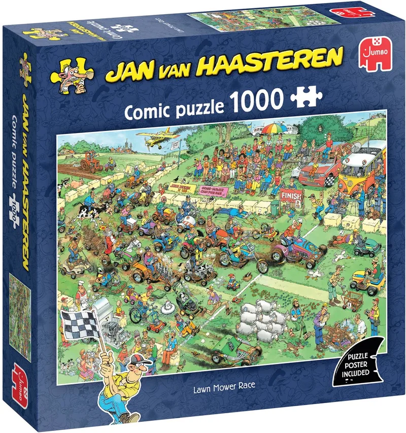 Lawn Mower Race - Jan van Haasteren - puzzel van 1000 stukjes van Jumbo – doos