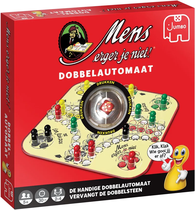 Mens Erger Je Niet! Dobbelautomaat - Bordspel - vanaf 5 jaar - 2 tot 4 spelers fra Jumbo – æske