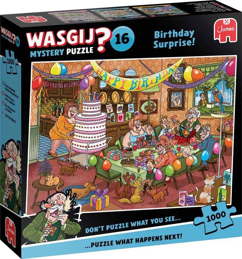 Mystery 16 - Birthday Surprise! - puzzel van 1000 stukjes de Jumbo – boîte