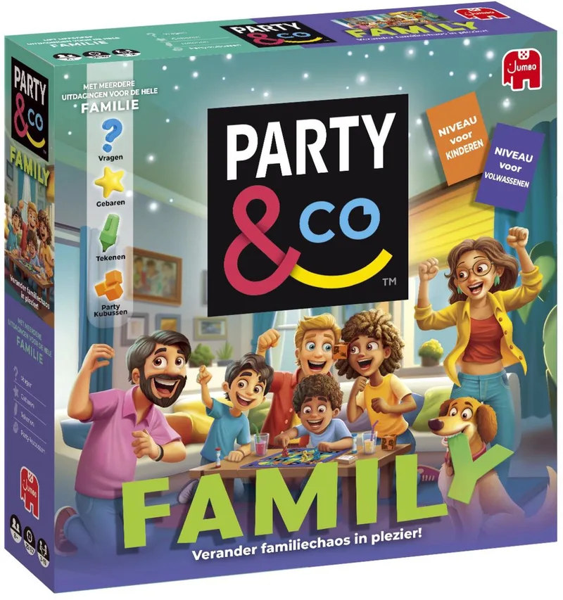 Party & Co. Family - Bordspel voor families - Vanaf 8 jaar - Partyspel - Actiespel fra Jumbo – æske