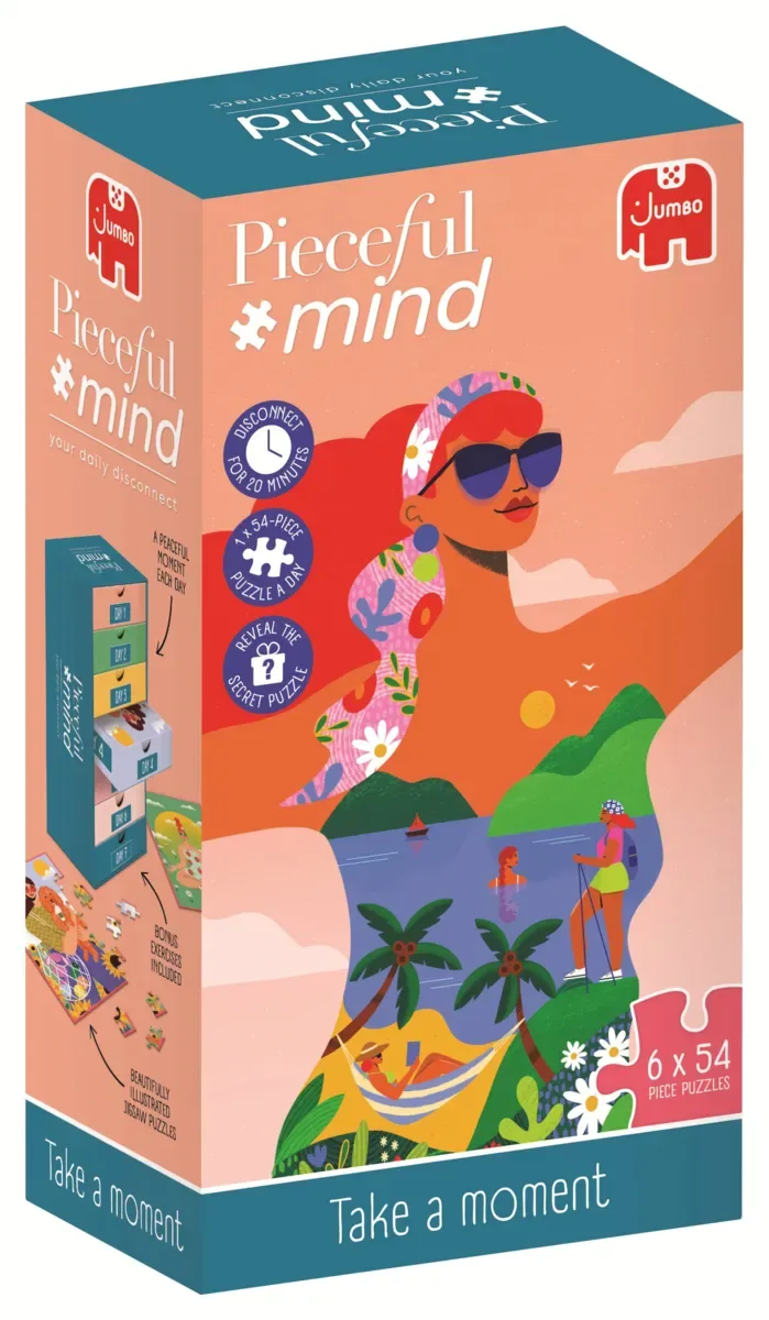 les puzzles hollandais Puzzle Pieceful Mind - Take a Moment - 51 à 99 pièces de Jumbo, édition Multicolore – boîte 2 sur 2