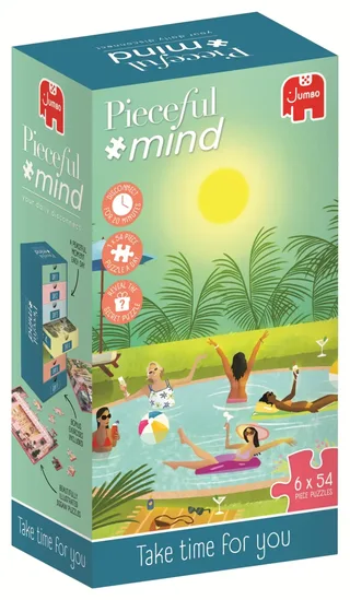 Pieceful mind - Take time for you - Legpuzzel - 6 puzzels van 54 stukjes - Mindfulness oefening - Ontspanning cadeau - Vanaf 14 jaar de Jumbo, édition Multicolore – boîte 2 sur 2
