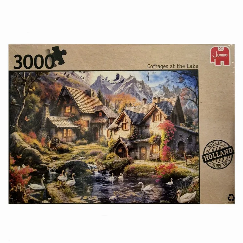 Premium Collection - 3000 stukjes - Cottage at the Lake - Legpuzzel from Jumbo, Multicolour edition – box