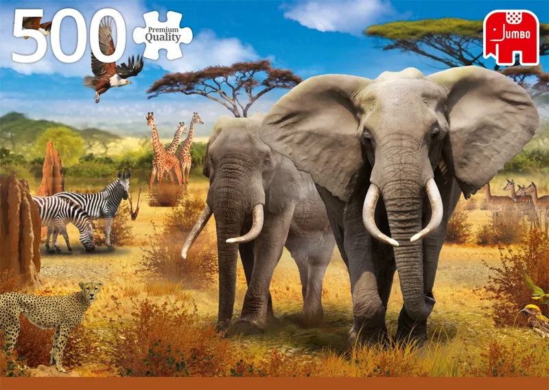 Premium Collection Puzzel African Savannah - Legpuzzel - 500 stukjes from Jumbo, Multicolour edition – box