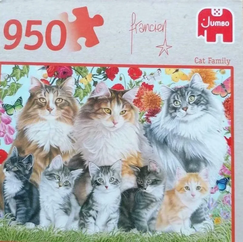 Premium Collection Puzzel Francien Cat Family - Legpuzzel - 950 stukjes fra Jumbo, Flerfarvet-udgave – æske