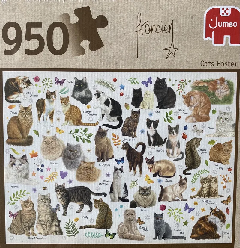 Premium Collection Puzzel Francien Cat's Poster - Legpuzzel - 950 stukjes van Jumbo, editie Meerkleurig – doos