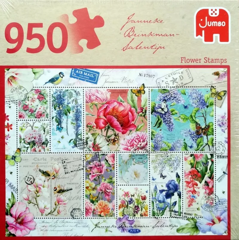 Premium Collection Puzzel Janneke Brinkman Flower Stamps Summer - Legpuzzel - 950 stukjes de Jumbo, édition Multicolore – boîte