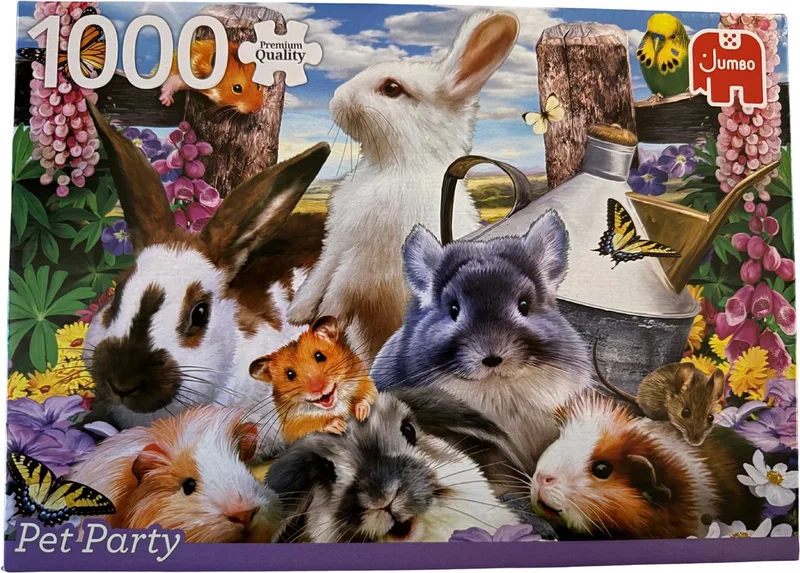Puzzel 1000 Stukjes – Pet Party – Knaagdieren & Huisdieren – Premium Quality – Konijn, Hamster & Cavia from Jumbo, Multicolour edition – box