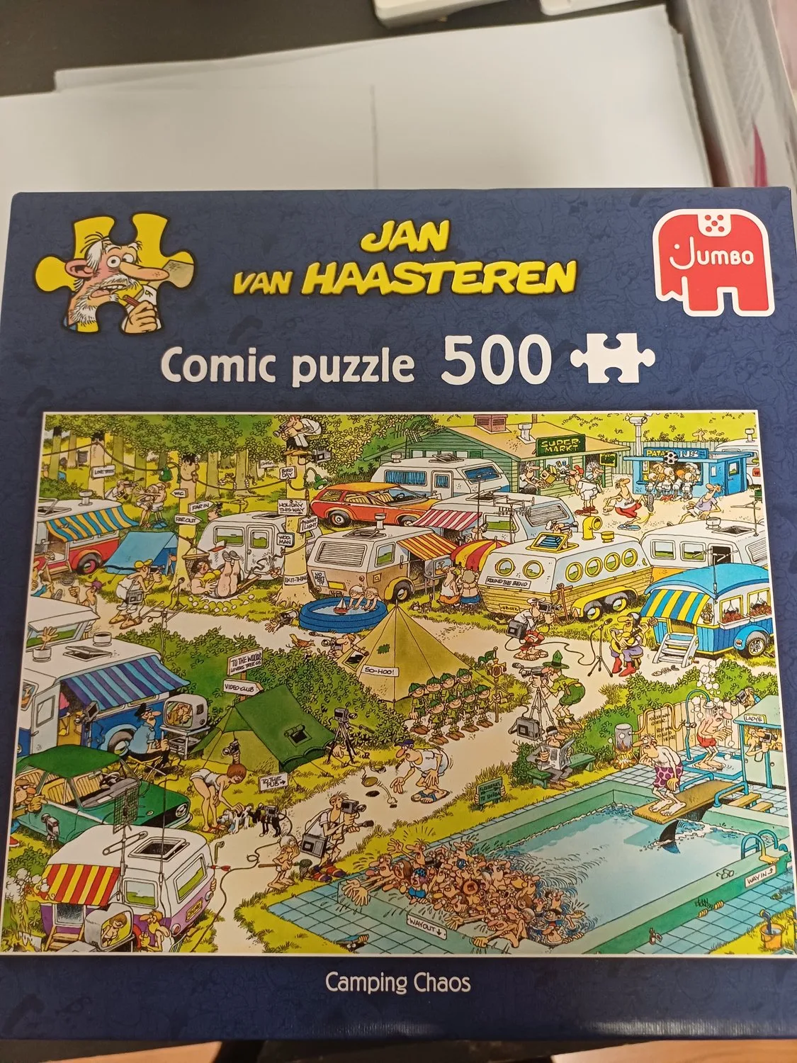 puzzel camping chaos 500 stukjes van Jumbo, editie Mix – doos