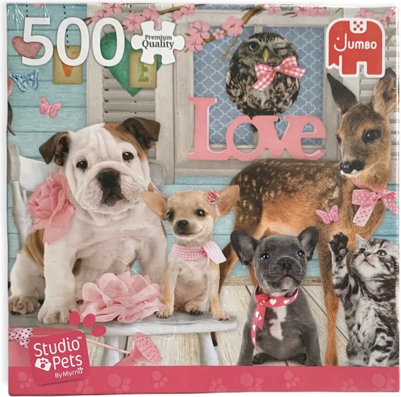 Puzzel - Dieren - Roze - Love - 500 stukjes - Studio Pets from Jumbo – box