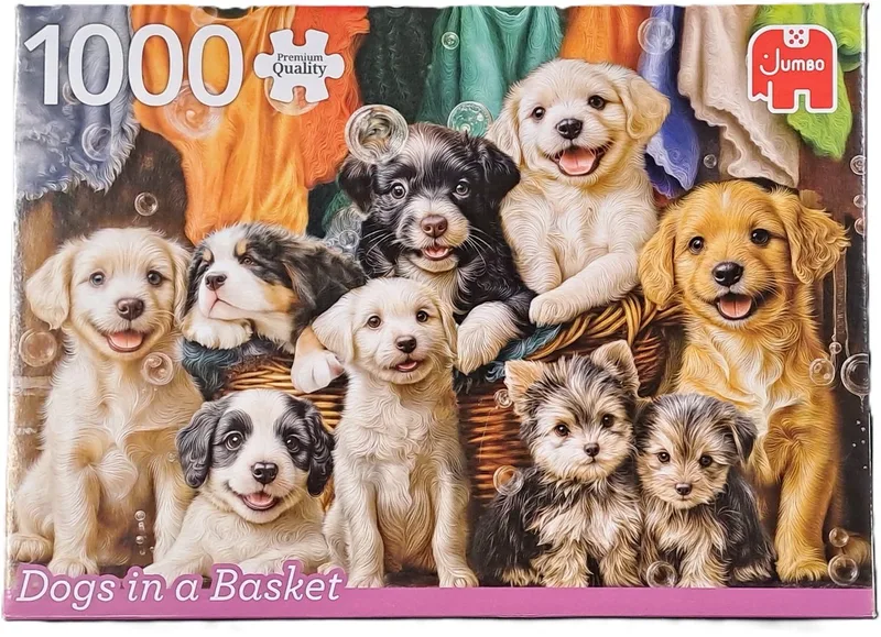 Puzzel Dogs in a Basket 1000 stukjes van Jumbo, editie Meerkleurig – doos