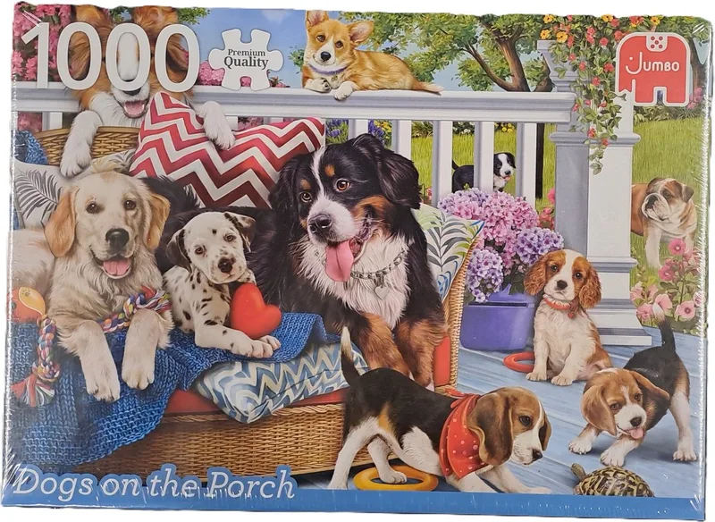 Puzzel Dogs on the Porch 1000 stukjes de Jumbo, édition Multicolore – boîte