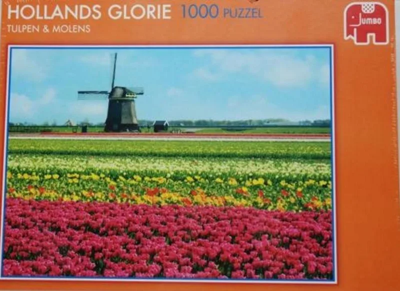 Puzzel Hollands Glorie Tulpen en Molens - Legpuzzel - 1000 stukjes van Jumbo, editie Meerkleurig – doos