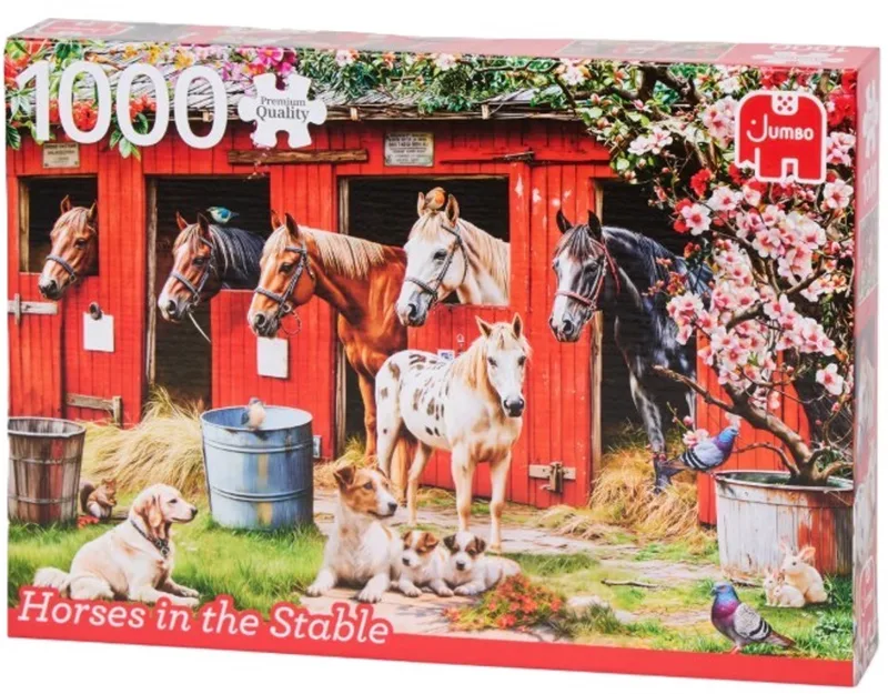 Puzzel Horses in the Stable 1000 stukjes van Jumbo, editie Meerkleurig – doos