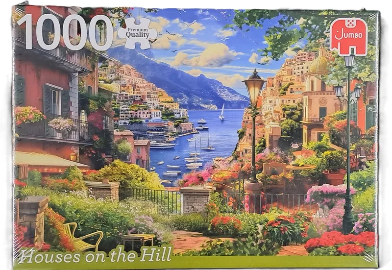 Puzzel Houses in the Hill 1000 stukjes from Jumbo, Multicolour edition – box