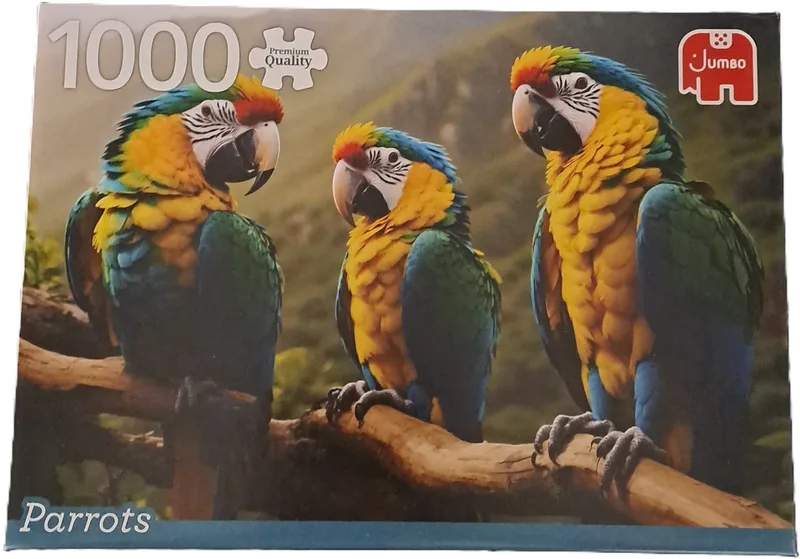 puzzel Papegaaien 1000 stukjes van Jumbo, editie Groen – doos