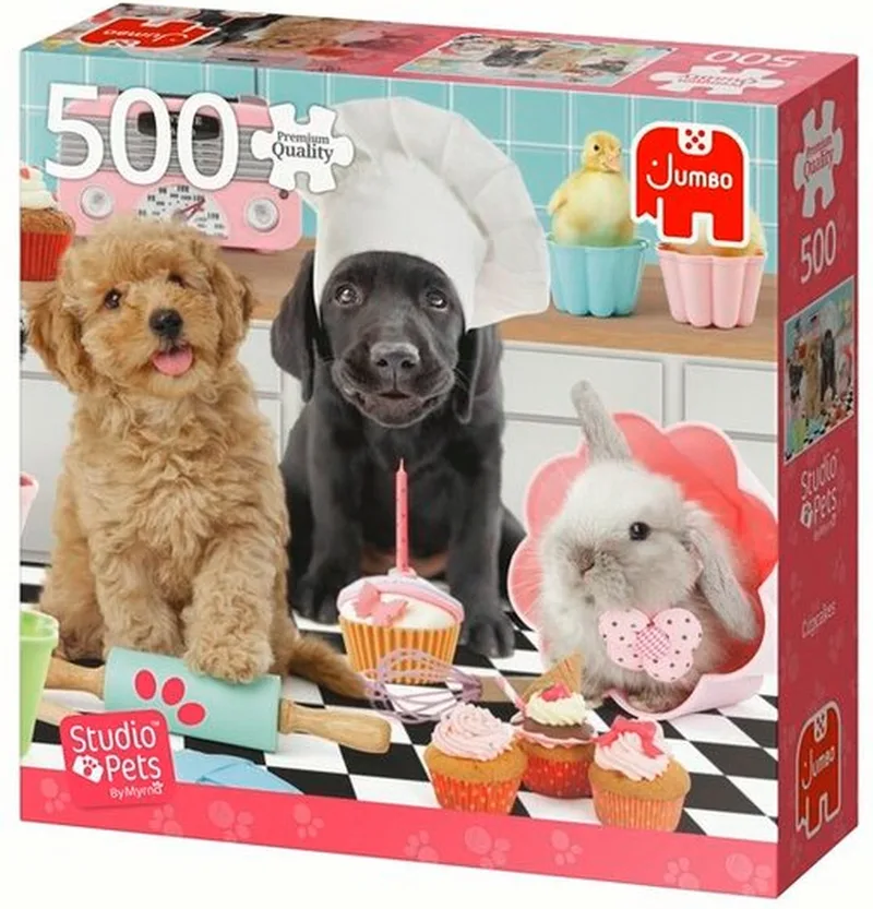 Puzzel Studio Pets dieren Cupcakes 500 Stukjes van Jumbo, editie Meerkleurig – doos