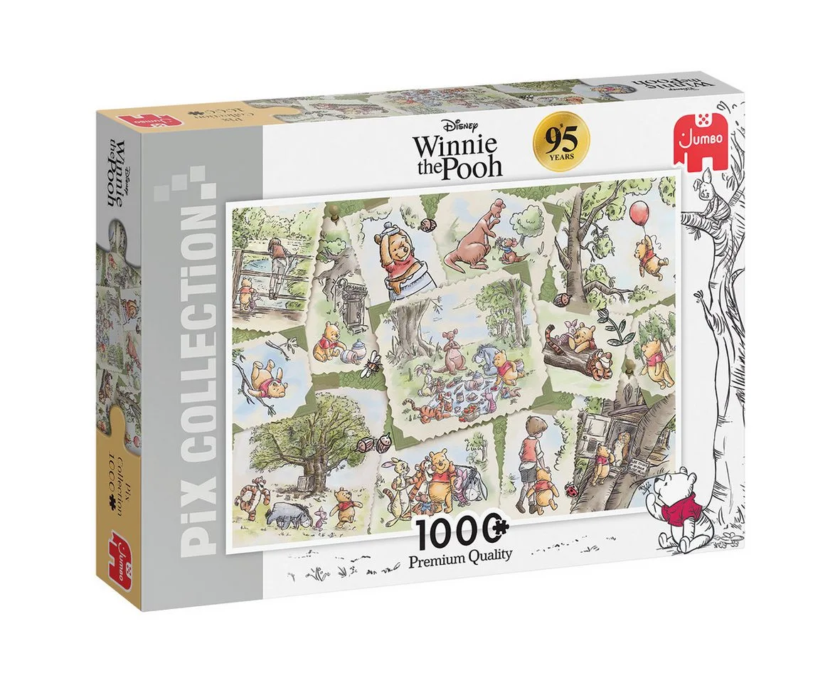 Puzzle Disney Pix Collection Winnie the Pooh 95 Jahre Edition 1000 Teile, 1000 Puzzleteile, Made in Europe van Jumbo, editie Meerkleurig – doos