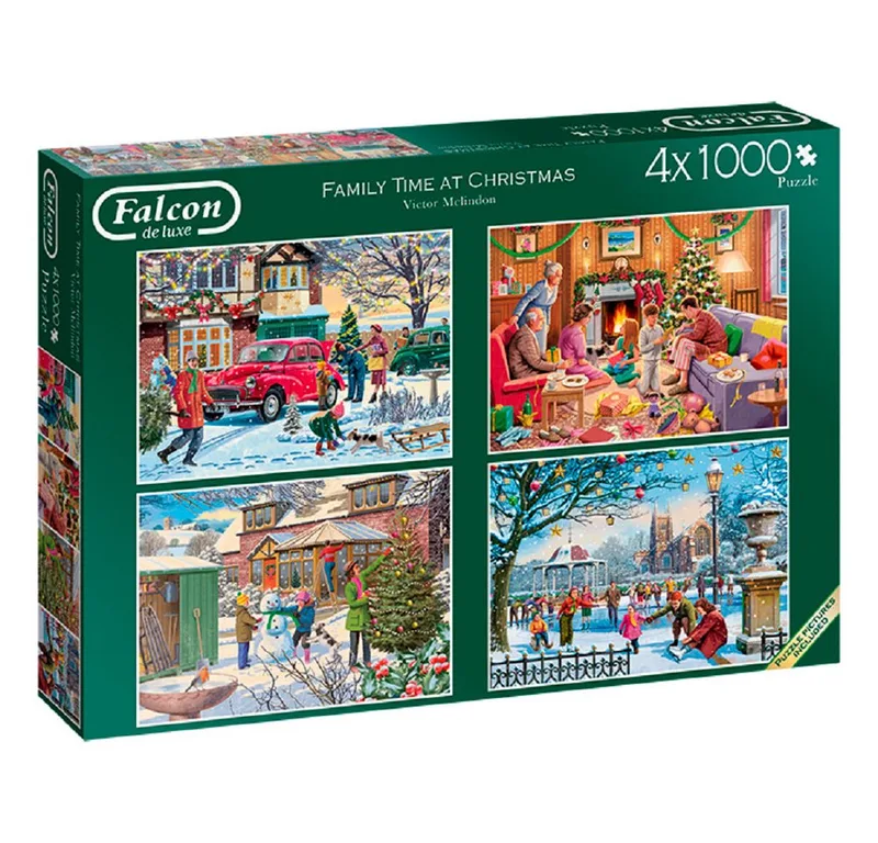Puzzle Family Time at Christmas 4x1000 Teile Puzzle, 1000 Puzzleteile van Jumbo, editie Meerkleurig – doos