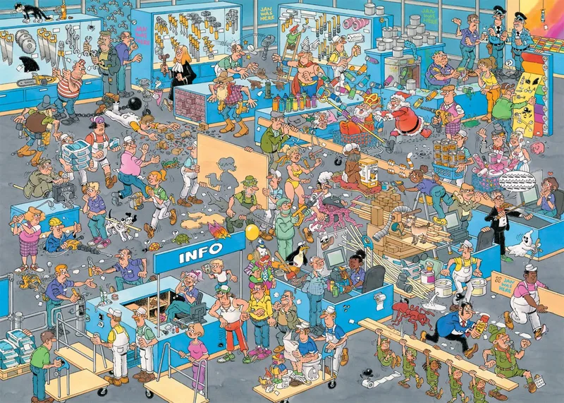 Puzzle Jan van Haasteren - Das Renovierungsprojekt & Der Baumarkt, 1000 Puzzleteile, Made in Europa von Jumbo, Ausgabe Mehrfarbig – Schachtel 2 von 3
