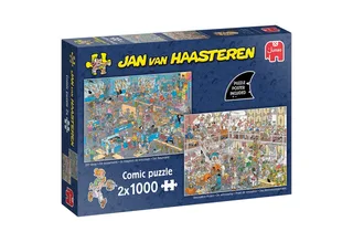 Puzzle Jan van Haasteren - Das Renovierungsprojekt & Der Baumarkt, 1000 Puzzleteile, Made in Europa von Jumbo, Ausgabe Mehrfarbig – Schachtel 1 von 3