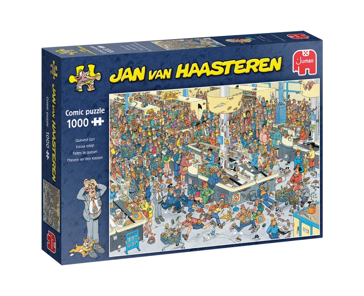 Puzzle Jan van Haasteren Massen an den Kassen 1000 Teile Puzzle, 1000 Puzzleteile von Jumbo, Ausgabe Mehrfarbig – Schachtel