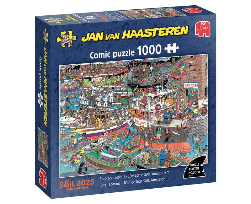 Puzzle Jan van Haasteren, SAIL Amsterdam, 1000 Teile Puzzle, 1000 Puzzleteile van Jumbo, editie Meerkleurig – doos 1 van 4