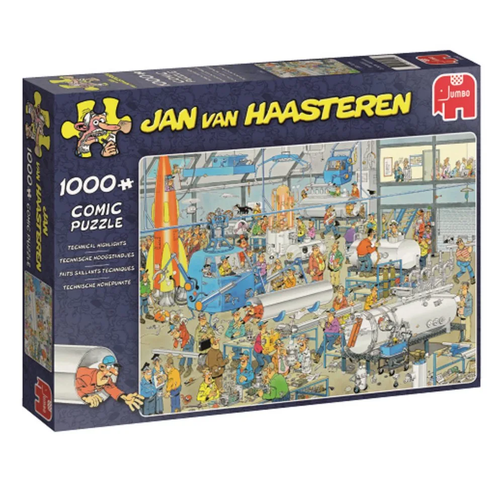Puzzle Jan van Haasteren Technische Höhepunkte 1000 Teile Puzzle, 1000 Puzzleteile von Jumbo, Ausgabe Mehrfarbig – Schachtel