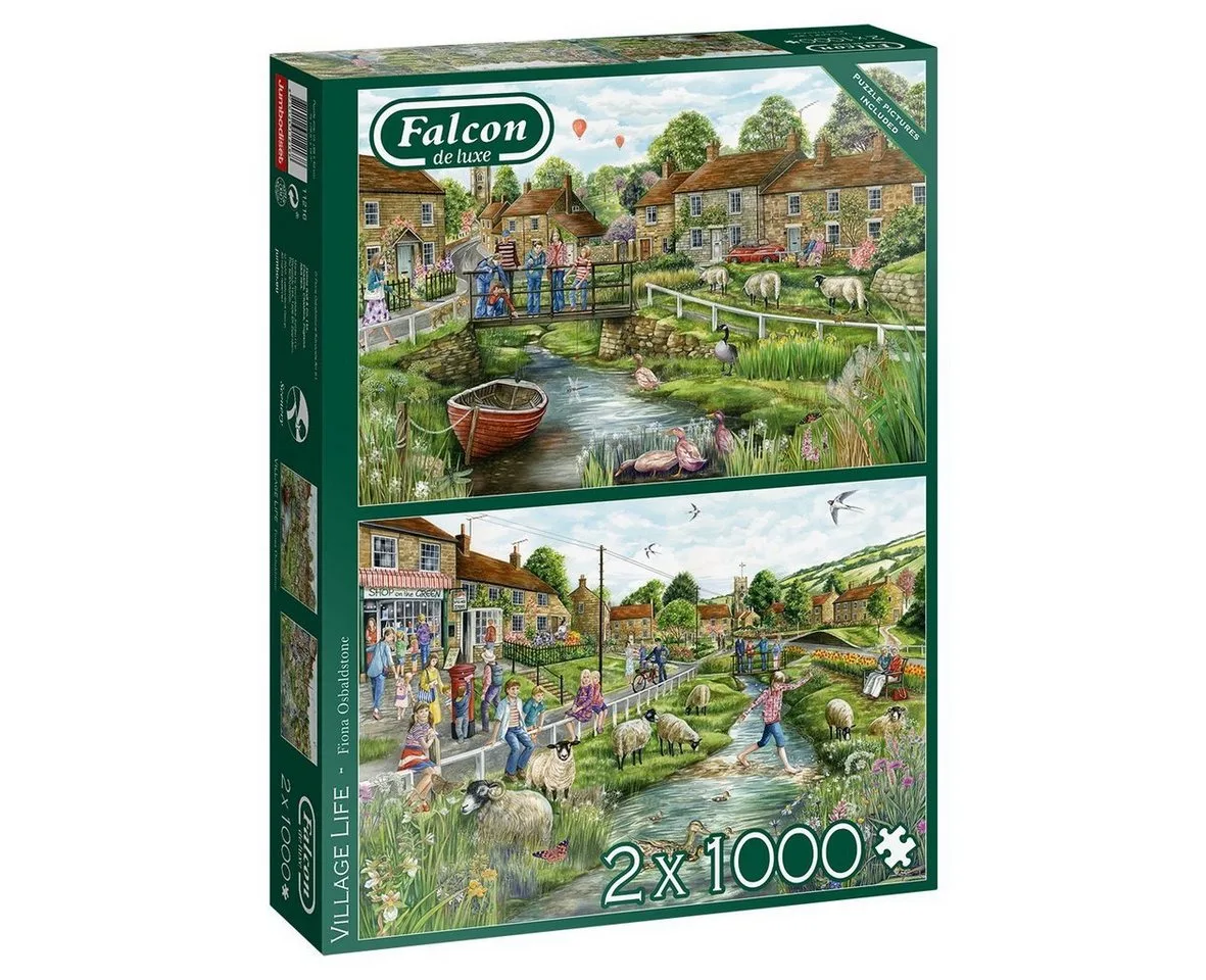 Puzzle Village Life 2x1000 Teile Puzzle, 1000 Puzzleteile, Made in Europe von Jumbo, Ausgabe Mehrfarbig – Schachtel