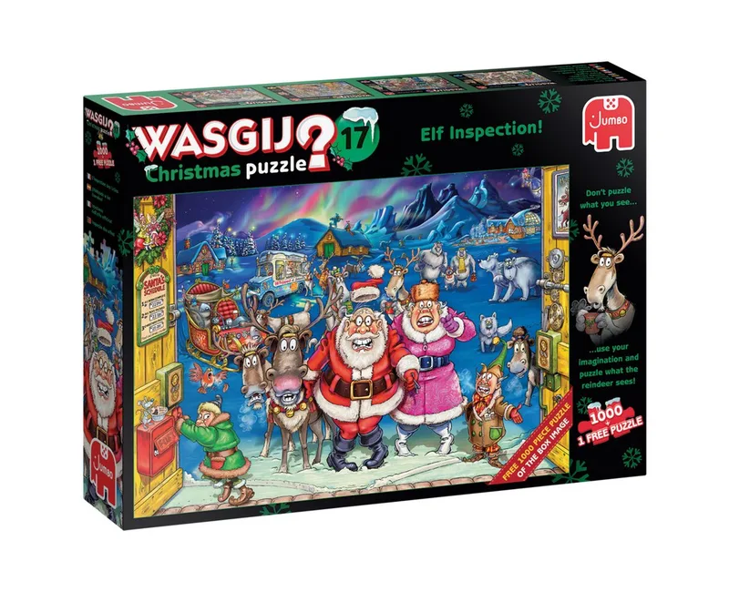 Puzzle Wasgij Christmas 17 - Elf Inspection! - 2x 1000 Teile Puzzle, 1000 Puzzleteile, Made in Europe from Jumbo, Multicolour edition – box 1 of 2