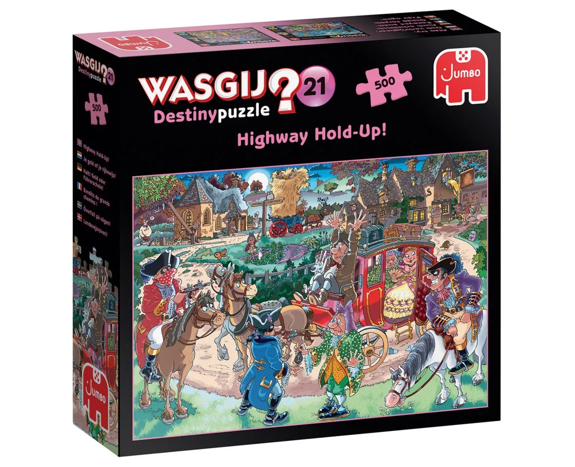 Puzzle Wasgij Destiny 21 Halt! Geld oder Führerschein! 500 Teile Puzzle, 500 Puzzleteile von Jumbo, Ausgabe Mehrfarbig – Schachtel
