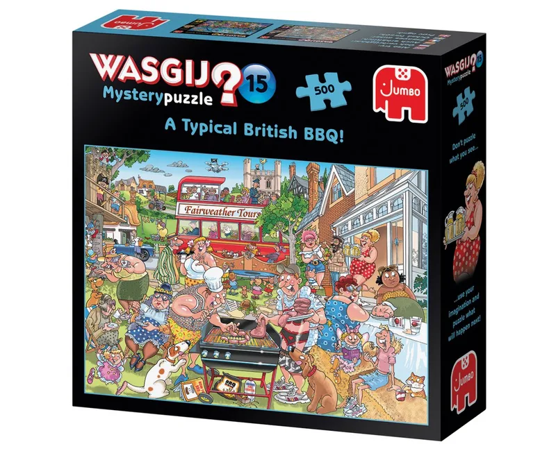Puzzle Wasgij Mystery 15 Eine typisch Englische Grillparty! 500 Teile Puzzle, 500 Puzzleteile, Made in Europe van Jumbo, editie Meerkleurig – doos 4 van 4