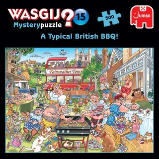 Puzzle Wasgij Mystery 15 Eine typisch Englische Grillparty! 500 Teile Puzzle, 500 Puzzleteile, Made in Europe van Jumbo, editie Meerkleurig – doos 3 van 4