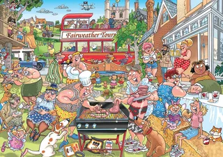 Puzzle Wasgij Mystery 15 Eine typisch Englische Grillparty! 500 Teile Puzzle, 500 Puzzleteile, Made in Europe van Jumbo, editie Meerkleurig – doos 2 van 4