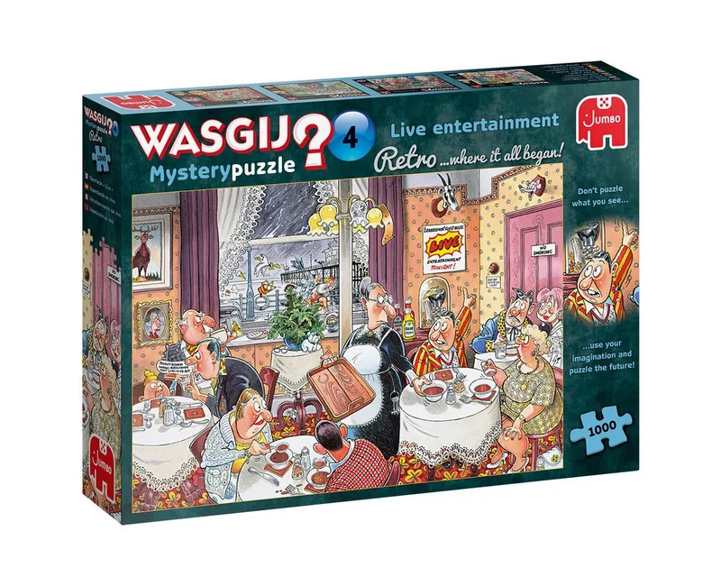 Puzzle Wasgij Mystery Retro 4 Live-Unterhaltung 1000 Teile Puzzle, 1000 Puzzleteile, Made in Europa from Jumbo, Multicolour edition – box