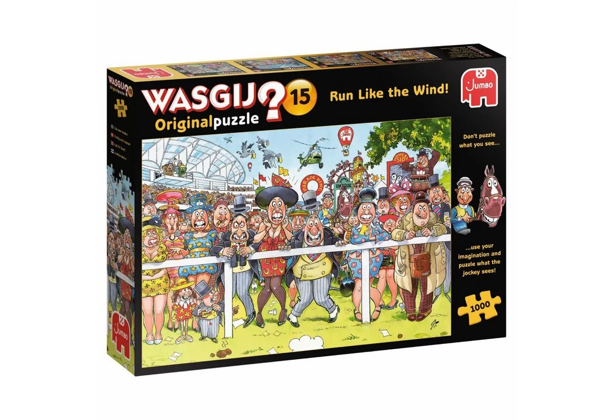 Puzzle Wasgij Original 15 Schnell wie der Wind! 1000 Teile Puzzle, 1000 Puzzleteile fra Jumbo, Flerfarvet-udgave – æske