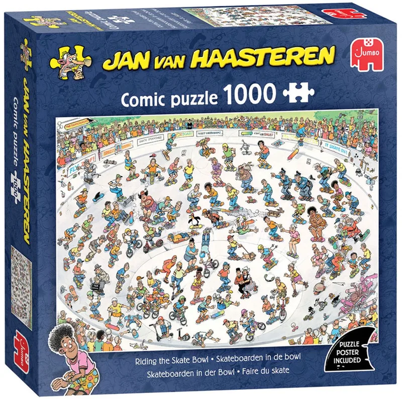 Skateboarden in de bowl - 1000 stukjes puzzel - Legpuzzel van Jumbo, editie Meerkleurig – doos