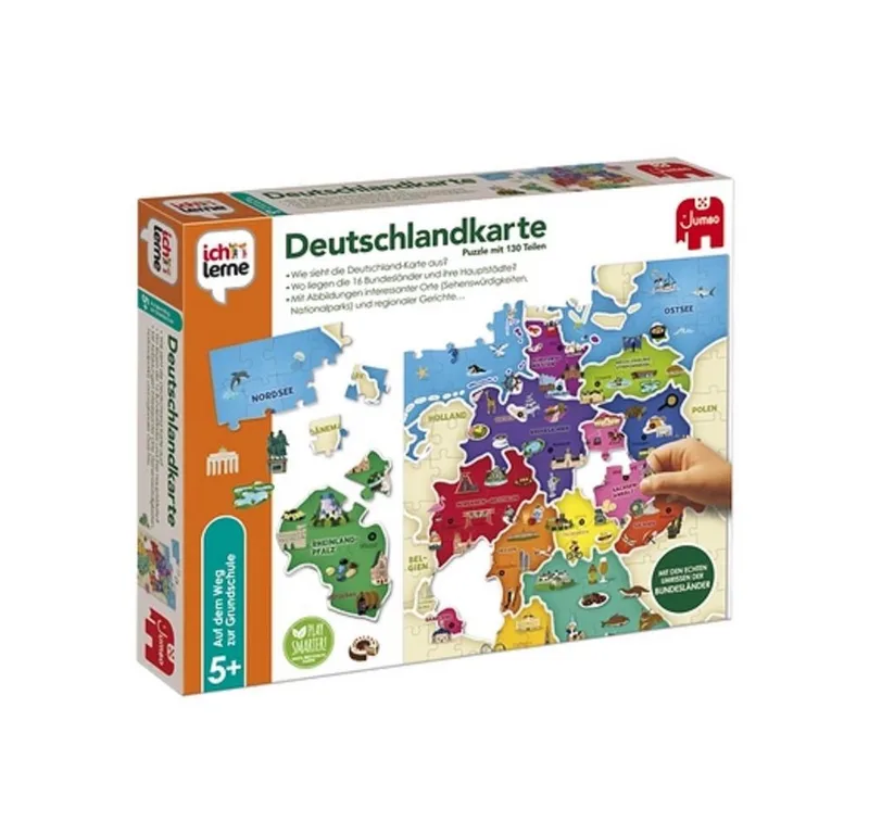 Spiel Jumbo Spiele 19927 ich lerne Deutschlandkarte, Jumbo Spiele 19927 ich lerne Deutschlandkarte, Made in Europe från Jumbo, utgåva Bunt – kartong