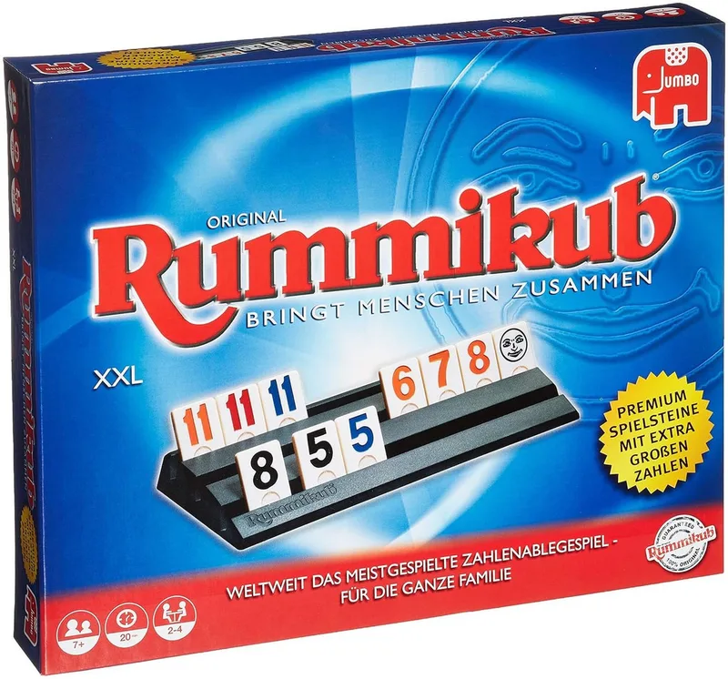 Spiel Original Rummikub XXL mit großen Zahlen, Familienspiel from Jumbo, Bunt edition – box