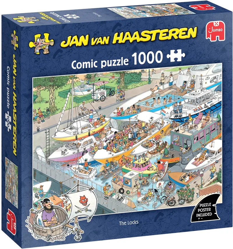 The Locks - Jan van Haasteren - puzzel van 1000 stukjes van Jumbo, editie Blauw – doos