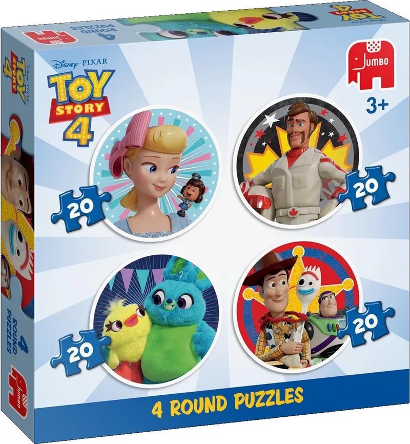 ToyStory 4 - 4in1 round Puzzle van Jumbo, editie Meerkleurig – doos