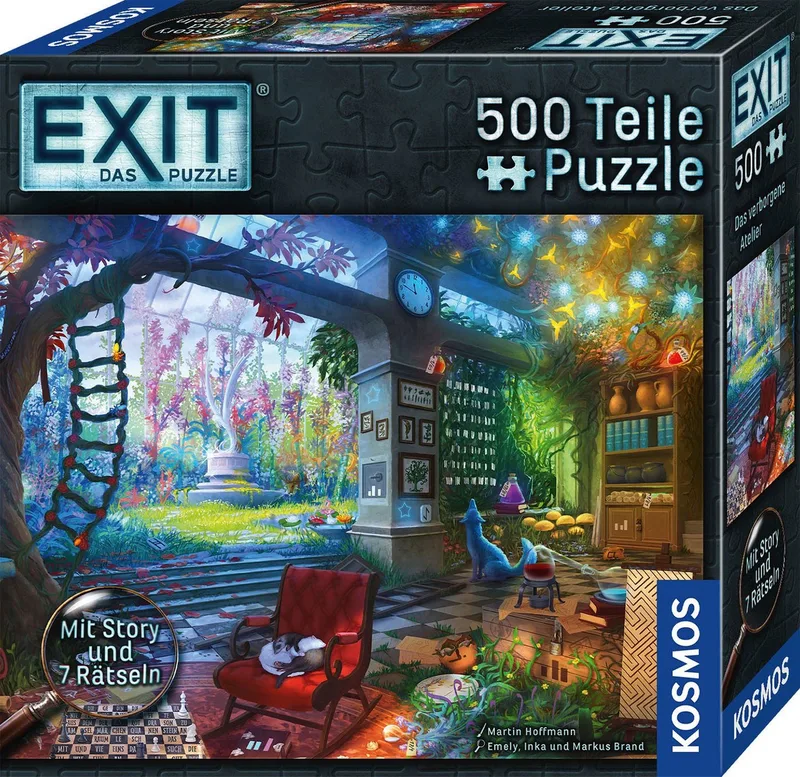 Puzzle EXIT, Das Puzzle, Das verborgene Atelier, 500 Puzzleteile, Made in Germany fra KOSMOS, Flerfarvet-udgave – æske
