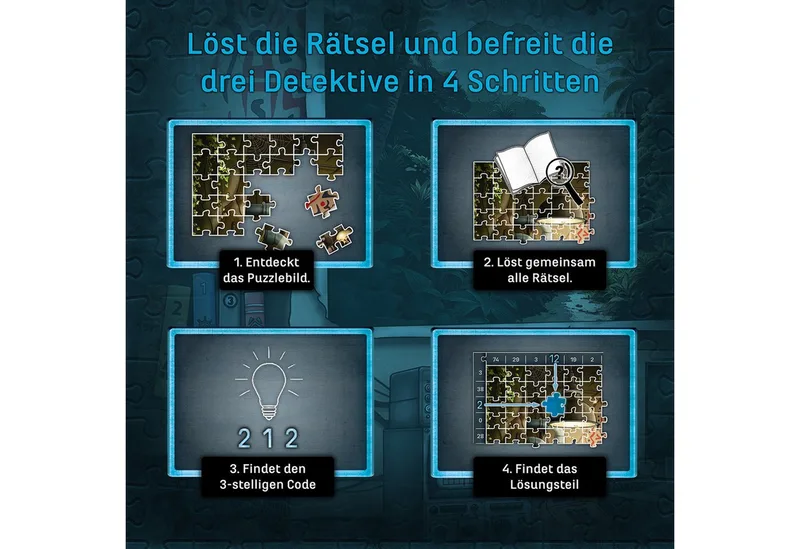 Puzzle EXIT® Das Puzzle Die drei ??? Toteninsel, 500 Puzzleteile, Made in Germany de KOSMOS, édition Multicolore – boîte 4 sur 5